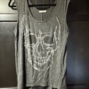 ISSI Gray Graphic Embellished Sleeveless Tank Top